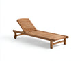 Poltrona reclinabile in teak 200×65×88 cm - marrone naturale - superficie a doghe con ruote per terrazza
