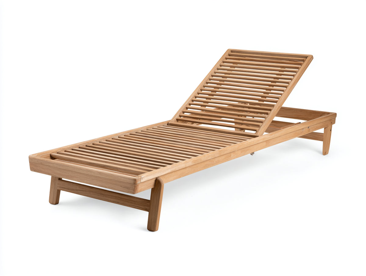 Poltrona Reclinabile in teak 198×66×91 cm - marrone naturale - struttura a doghe per Terrazza
