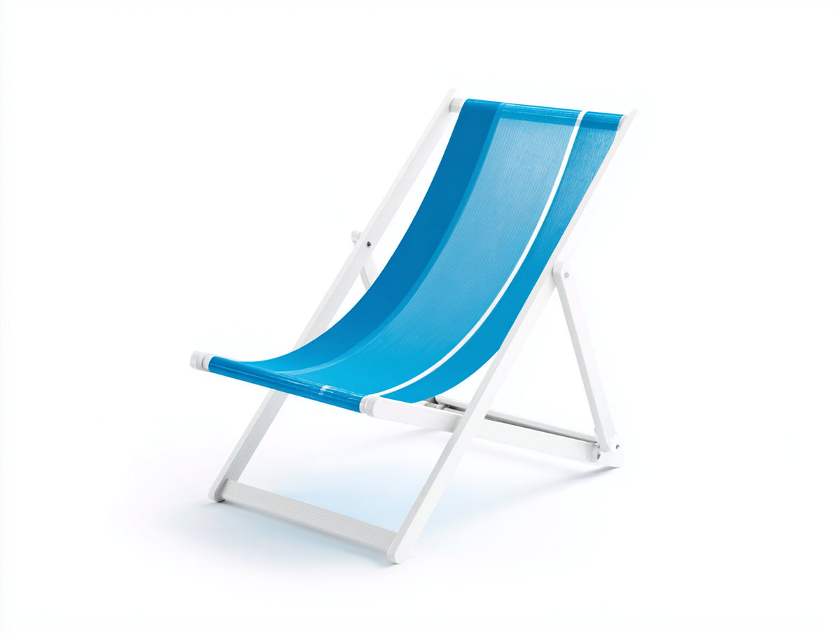 Poltrona Reclinabile pieghevole in textilene 60×92×88 cm - azzurro e bianco - seduta traforata per Terrazza