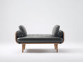 Divano in legno con rivestimento effetto pelle 180×78×70 cm - nero e legno naturale - forma a panca per soggiorno