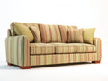 Divano a 3 posti in tessuto rigato 210×88×90 cm - crema rosso e ocra - stile classico per soggiorno
