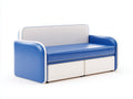 Divano trasformabile a 2 posti in ecopelle 178×88×83 cm - blu e bianco - cassetti frontali per Soggiorno