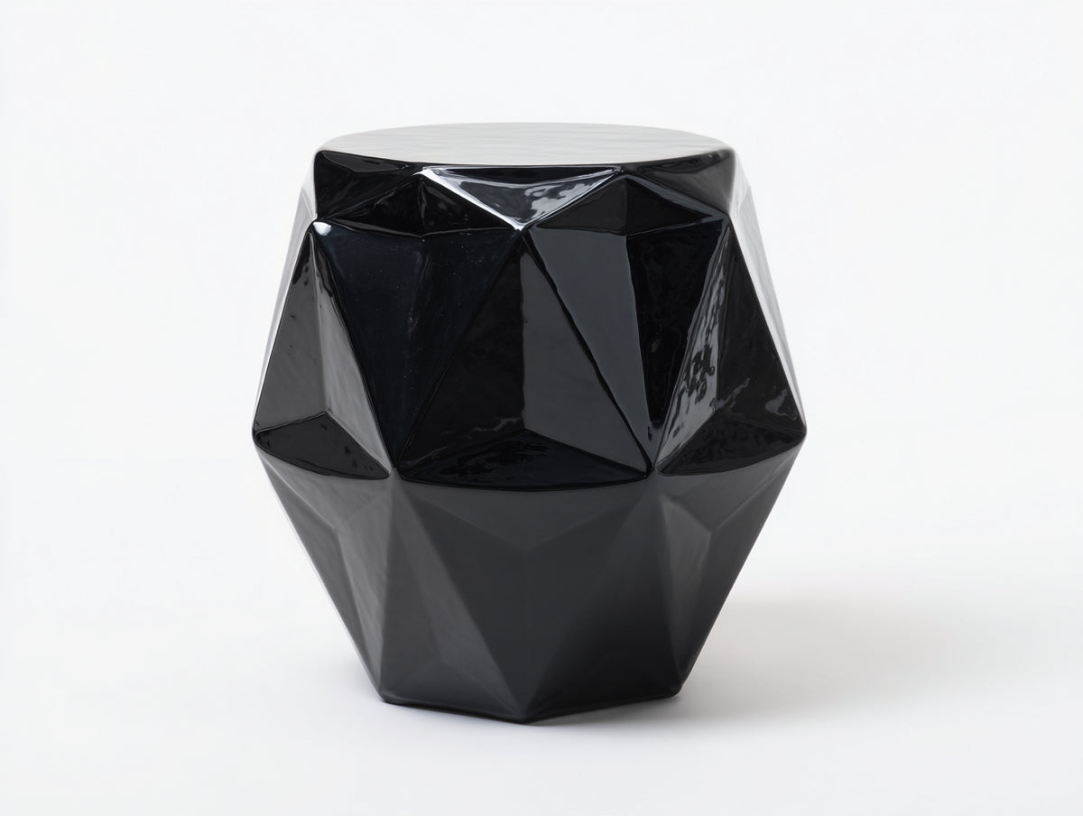 Pedale sgabello in plastica 50×48×46 cm - nero lucido - taglio effetto gemma per Soggiorno