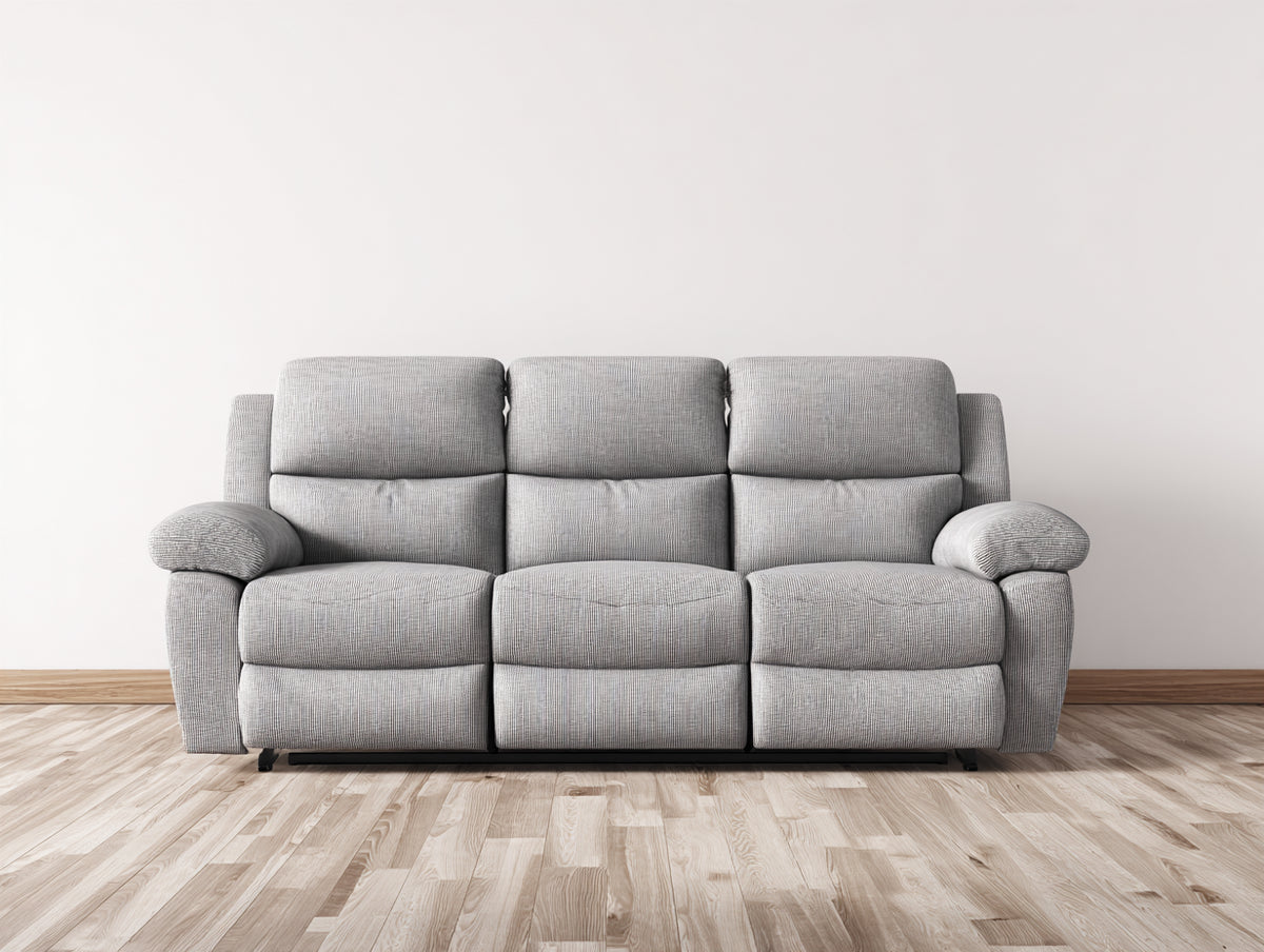 Divano a 3 posti in tessuto 218×96×100 cm - grigio chiaro - schienali divisi e linea sobria per soggiorno
