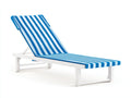 Poltrona reclinabile in metallo 190×68×89 cm - blu/bianco - telo a righe per terrazza