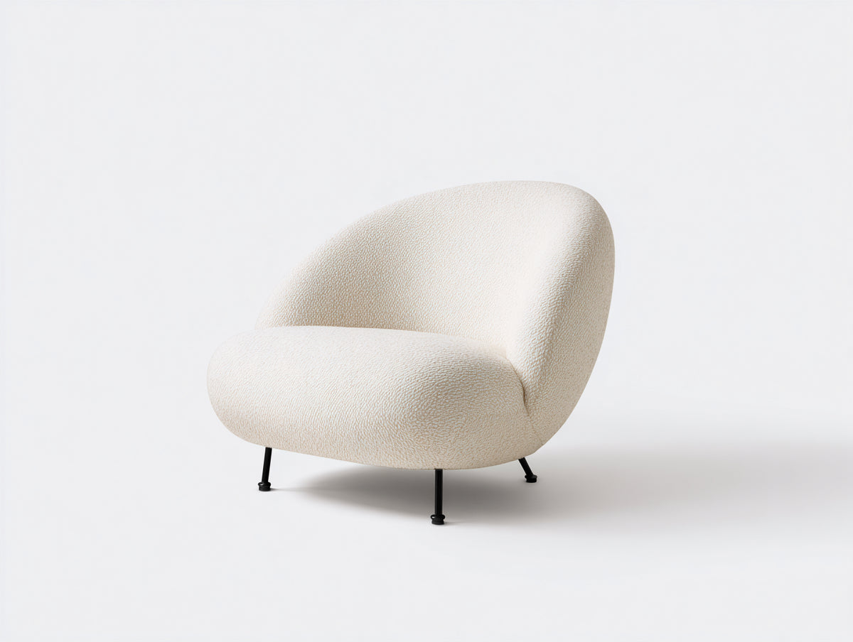 Poltrona in tessuto bouclé 92×84×79 cm - avorio/nero - schienale avvolgente per camera da letto
