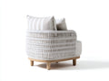 Poltrona in corda intrecciata 88×84×79 cm - bianco/legno chiaro - schienale curvo per camera da letto