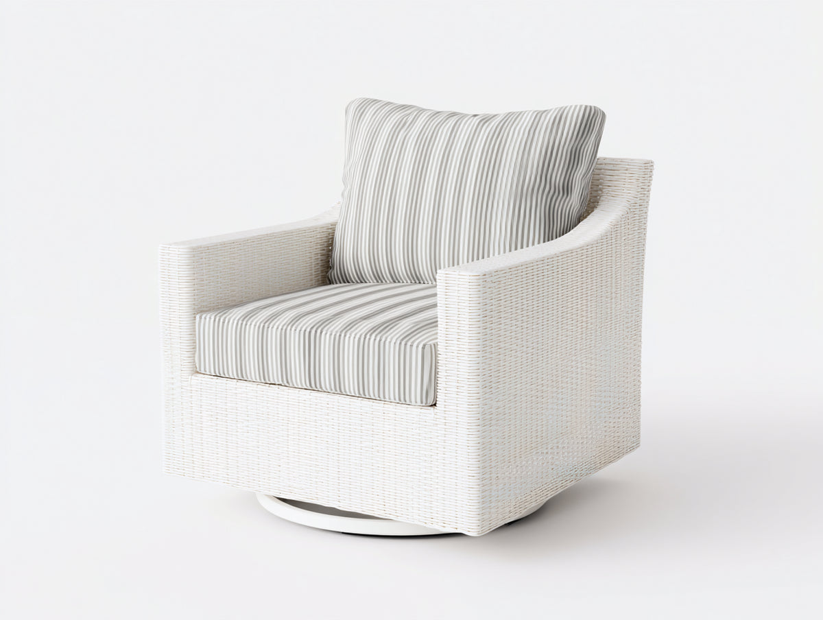 Poltrona girevole in rattan 82×80×85 cm - bianco e grigio chiaro - pannelli chiusi per Camera Da Letto