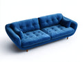 Divano in tessuto 210×90×84 cm - blu - schienale con bottoni e braccioli curvi per soggiorno