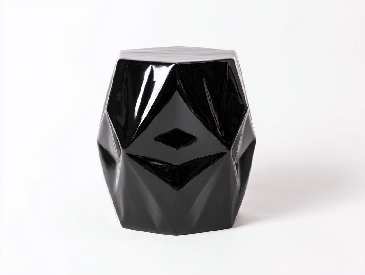 Pedale tavolino-sgabello in plastica 44×43×48 cm - nero brillante - rilievo a diamante per Soggiorno