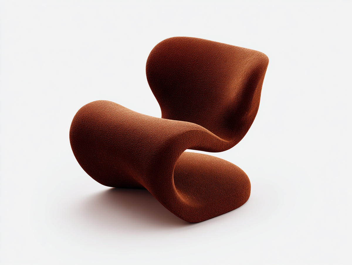 Poltrona imbottita in tessuto 82×78×84 cm - marrone ruggine - profilo organico per Camera Da Letto