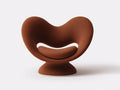 Poltrona in tessuto 100×78×86 cm - marrone ruggine - schienale a corolla per camera da letto