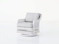 Poltrona girevole in vimini 79×77×82 cm - bianco e grigio perla - intreccio aperto per Camera Da Letto