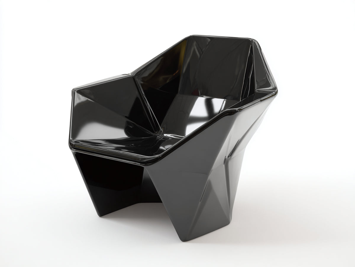 Pedale in plastica 78×70×82 cm - nero lucido - seduta sfaccettata con braccioli per soggiorno