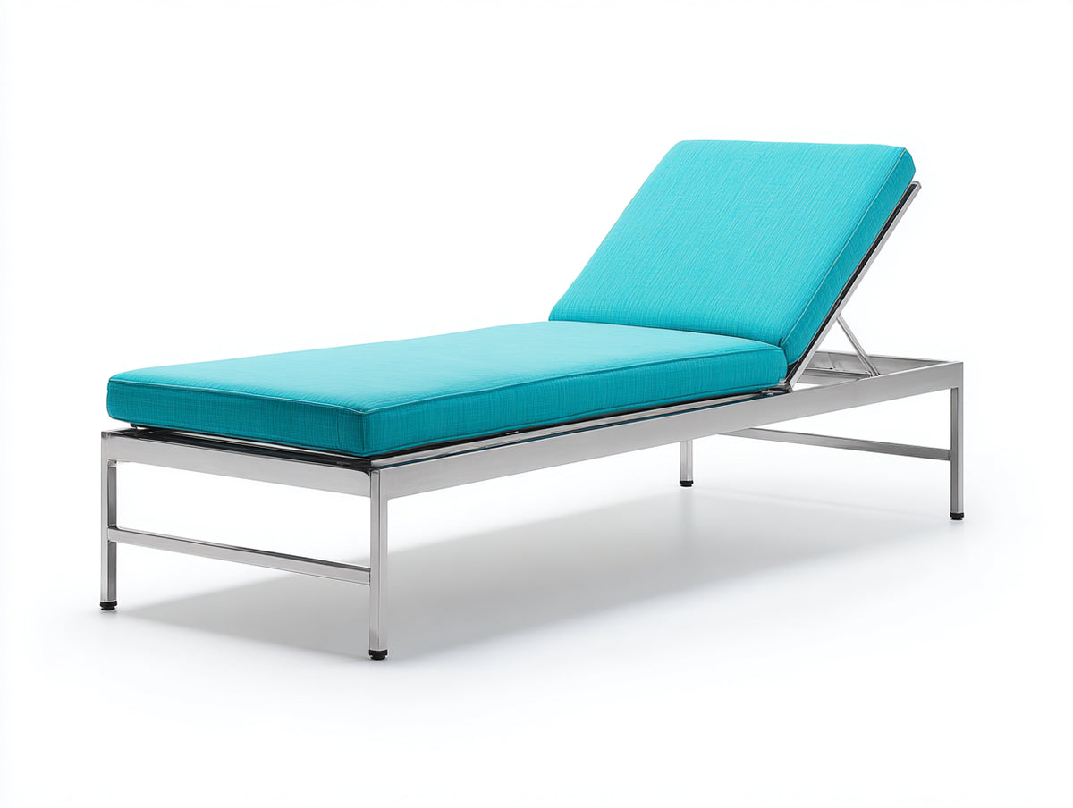 Poltrona reclinabile in metallo 195×70×92 cm - turchese/argento - profilo senza braccioli per terrazza