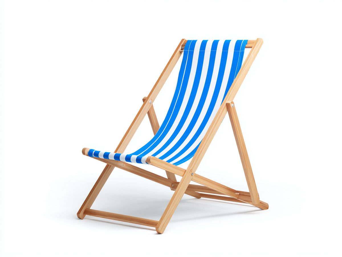 Poltrona reclinabile in legno naturale 64×95×100 cm - blu e bianco - pieghevole per terrazza