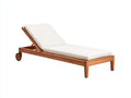 Poltrona reclinabile in teak 202×68×95 cm - marrone teak/bianco - con ruote per terrazza