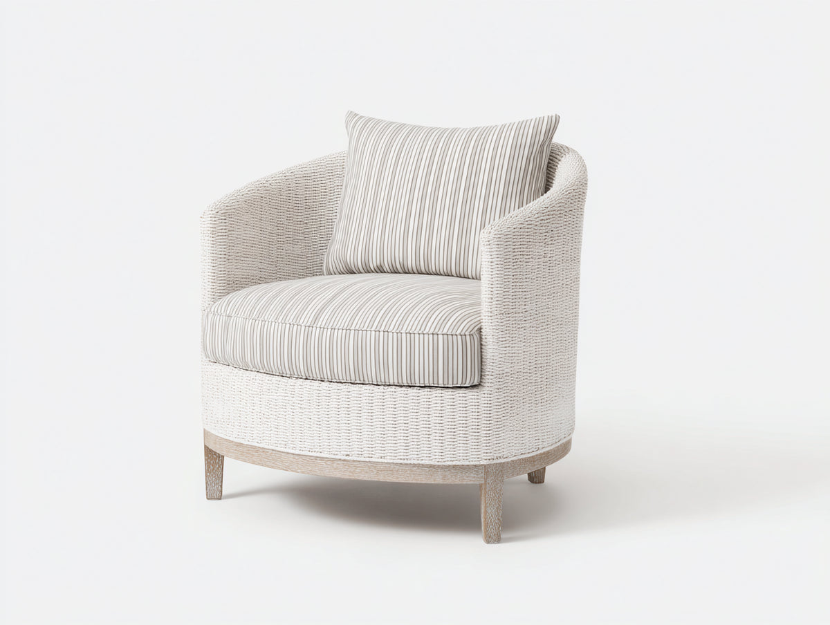 Poltrona con seduta in tessuto 82×78×78 cm - bianco e beige - intreccio curvo per camera da letto