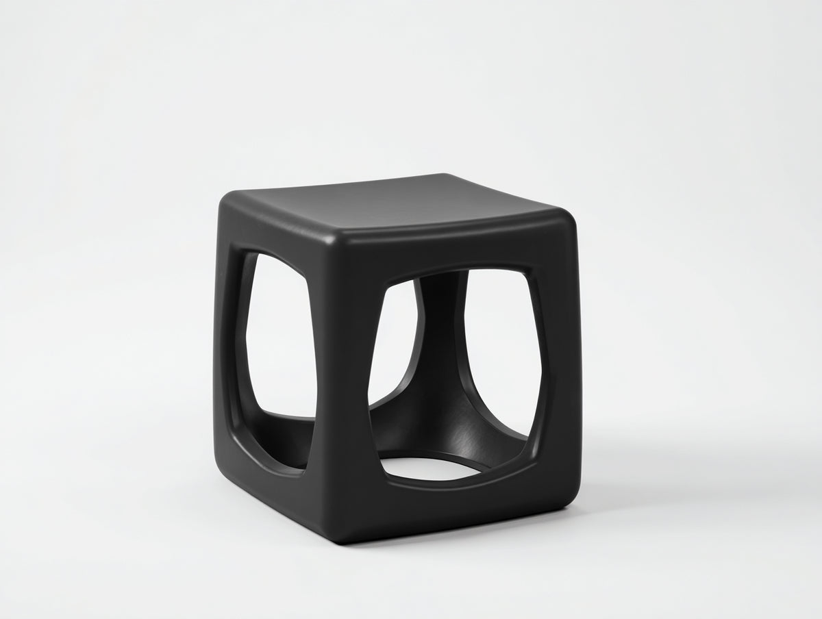 Sgabello poggiapiedi in plastica 40×40×43 cm - nero - fianchi aperti per soggiorno